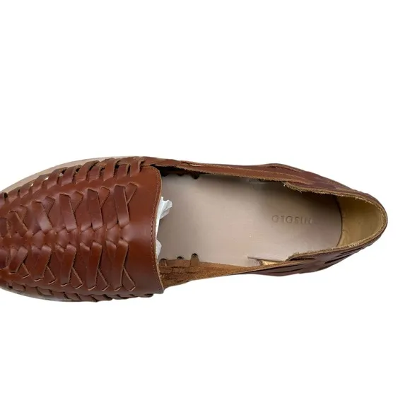 Nisolo Mens Huarache Sandals Woven Brandy Brown Leather Slip On Casual Size 12