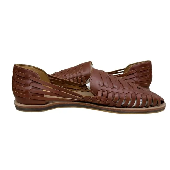 Nisolo Mens Huarache Sandals Woven Brandy Brown Leather Slip On Casual Size 12