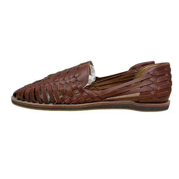 Nisolo Mens Huarache Sandals Woven Brandy Brown Leather Slip On Casual Size 12