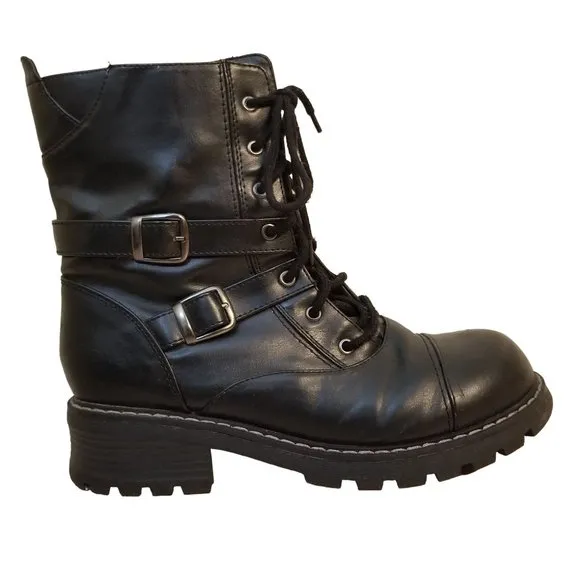 No Boundaries 10 Black Chunky Boots Platform 90s Y2K Military Combat Lace Up