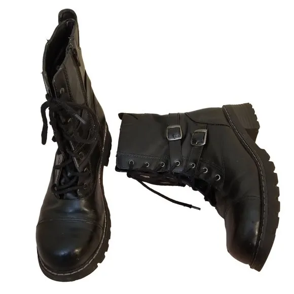 No Boundaries 10 Black Chunky Boots Platform 90s Y2K Military Combat Lace Up