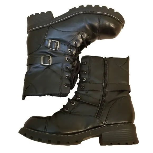No Boundaries 10 Black Chunky Boots Platform 90s Y2K Military Combat Lace Up