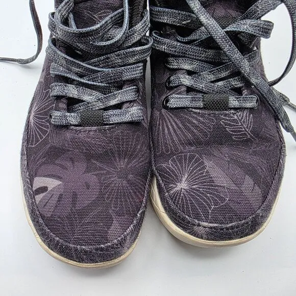Nobull Black Oasis Canvas Mid Trainer Womens Size 7 Black Floral Sneaker Shoes