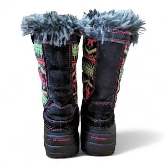 North Face Y2K Fair Isle BRAT Girls Lace Up Shellista Faux Fur Snow Boots 7