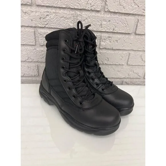 NortiV 8 Tropper Men Black Military Safety Boots Shirt Size 8.5