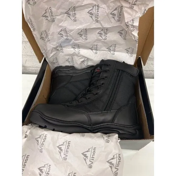 NortiV 8 Tropper Men Black Military Safety Boots Shirt Size 8.5
