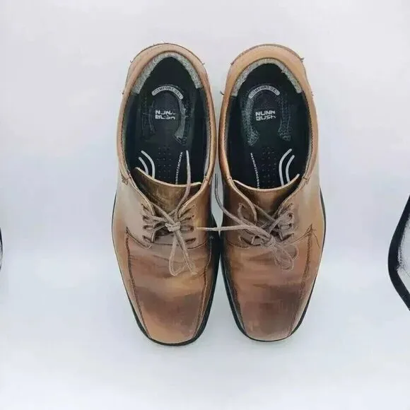 Nunn Bush Shoes Mens 10.5 M Brown Leather Gel Derby Lace Up Comfort Dress Shoe