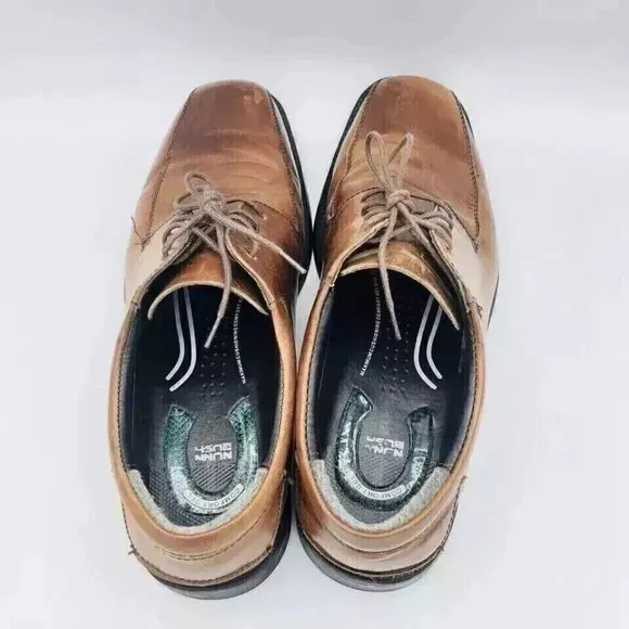 Nunn Bush Shoes Mens 10.5 M Brown Leather Gel Derby Lace Up Comfort Dress Shoe
