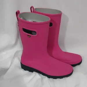 NWOB Bogs Big Kids Girls Pink Holly Jr Tall Rubber Rain Boots Size Youth 6