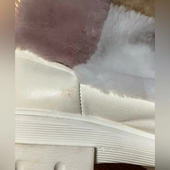 NWOB Free People HappyThoughts Fur Shearling Colorblock Boots First Frost 7.5