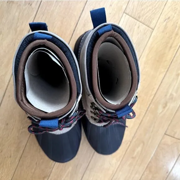 NWOB J. CREW Nordic high insulated Hiking Khaki Multi Duck Boots