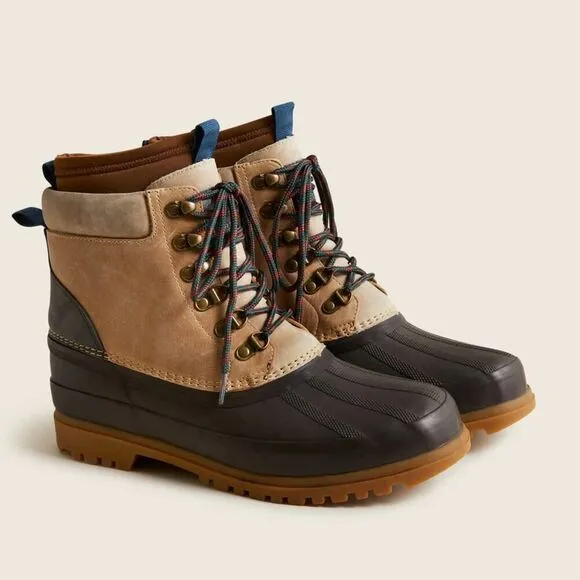 NWOB J. CREW Nordic high insulated Hiking Khaki Multi Duck Boots