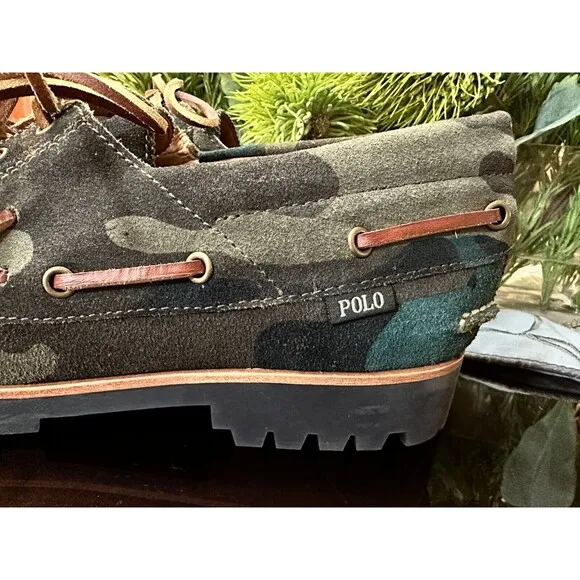 NWOB POLO RALPH LAUREN MEN'S shoes 11.5  Ranger Camo Suede Boat Shoes
