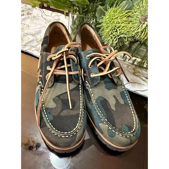 NWOB POLO RALPH LAUREN MEN'S shoes 11.5  Ranger Camo Suede Boat Shoes