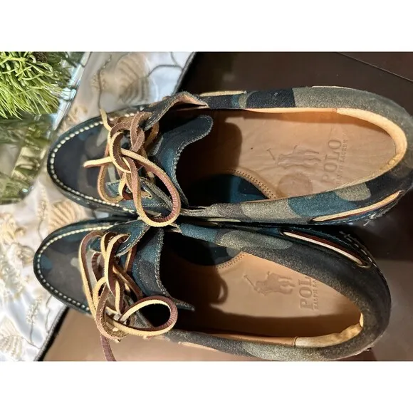 NWOB POLO RALPH LAUREN MEN'S shoes 11.5  Ranger Camo Suede Boat Shoes