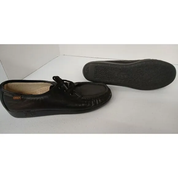 NWOB SAS Black Leather‎ Lace Up Comfort Walking Shoes Women's Size 9 S #