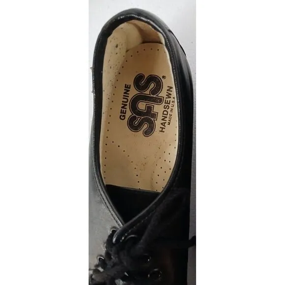 NWOB SAS Black Leather‎ Lace Up Comfort Walking Shoes Women's Size 9 S #