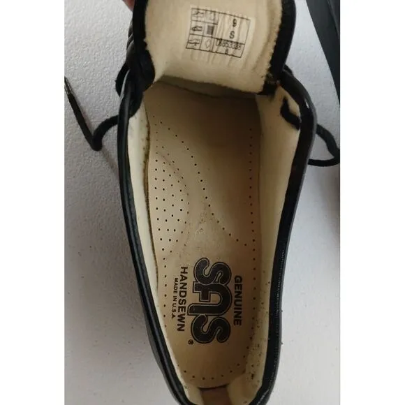 NWOB SAS Black Leather‎ Lace Up Comfort Walking Shoes Women's Size 9 S #