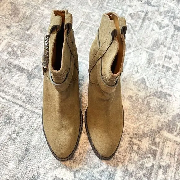 NWOB See by Chloe Hanna Hana Leather O Ring Booties in Military Green 38 / 8