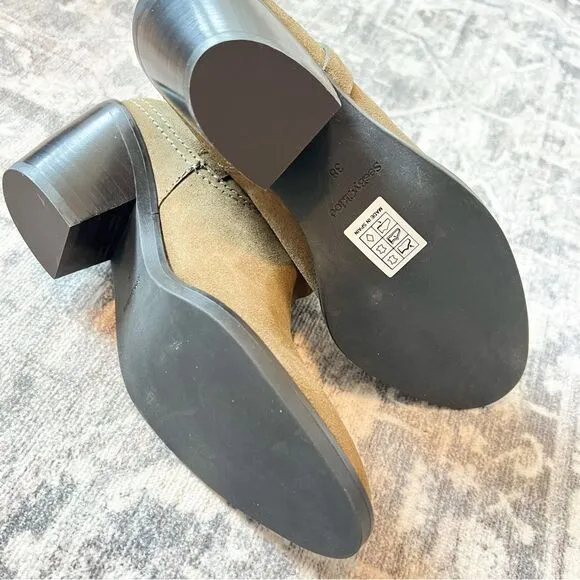 NWOB See by Chloe Hanna Hana Leather O Ring Booties in Military Green 38 / 8