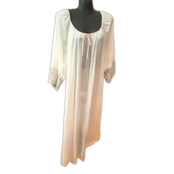 NWOT 3X Jenelle of California white long sleeve peignoir coquette gown
