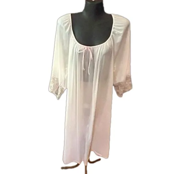 NWOT 3X Jenelle of California white long sleeve peignoir coquette gown