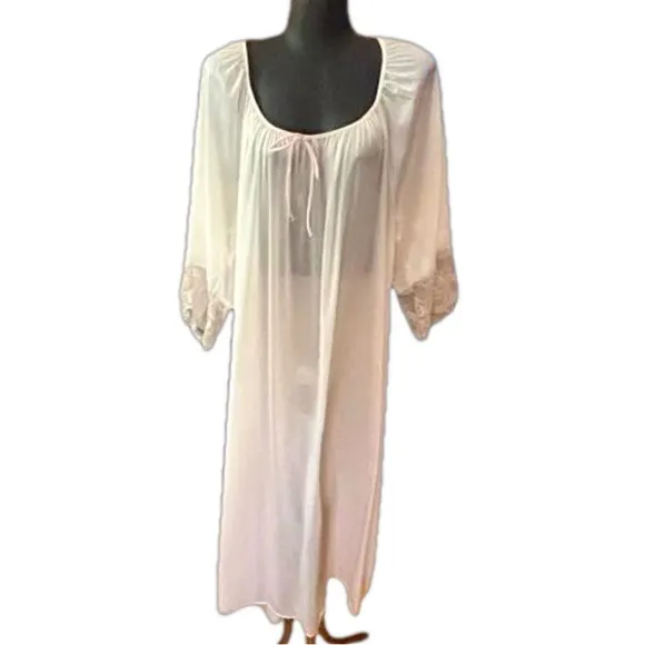NWOT 3X Jenelle of California white long sleeve peignoir coquette gown
