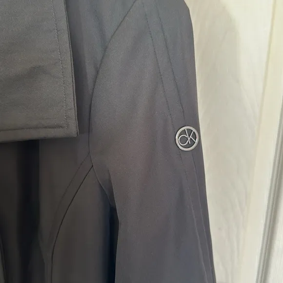 NWOT CK Women’s Black Spring Jacket Size Large Trench Coat Raincoat