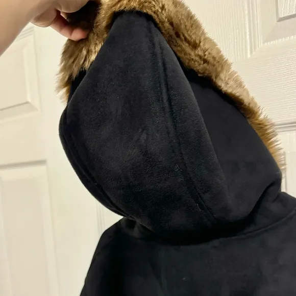 NWOT COLDWATER CREEK Black/Brown Faux Fur Coat Size 1XL 18
