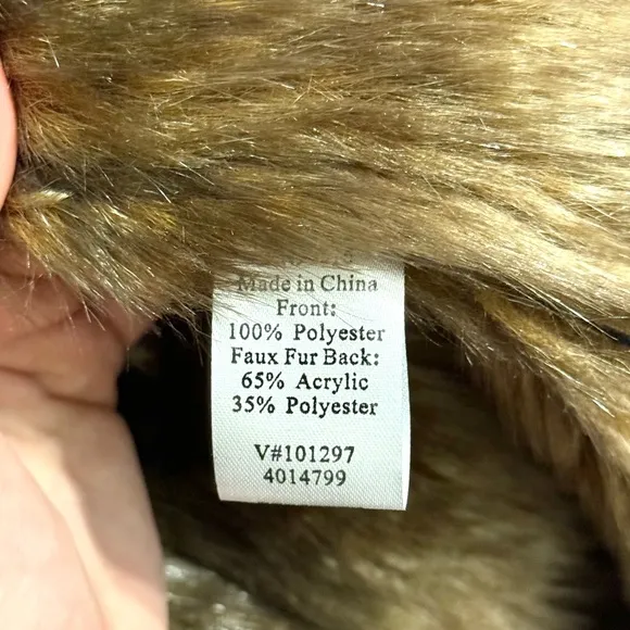 NWOT COLDWATER CREEK Black/Brown Faux Fur Coat Size 1XL 18