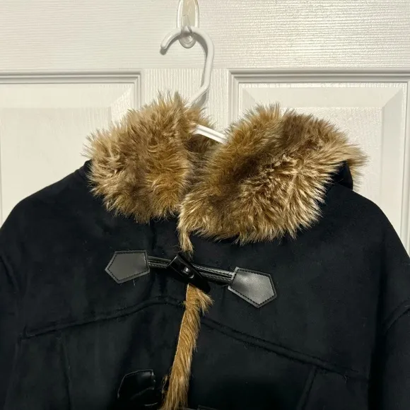 NWOT COLDWATER CREEK Black/Brown Faux Fur Coat Size 1XL 18