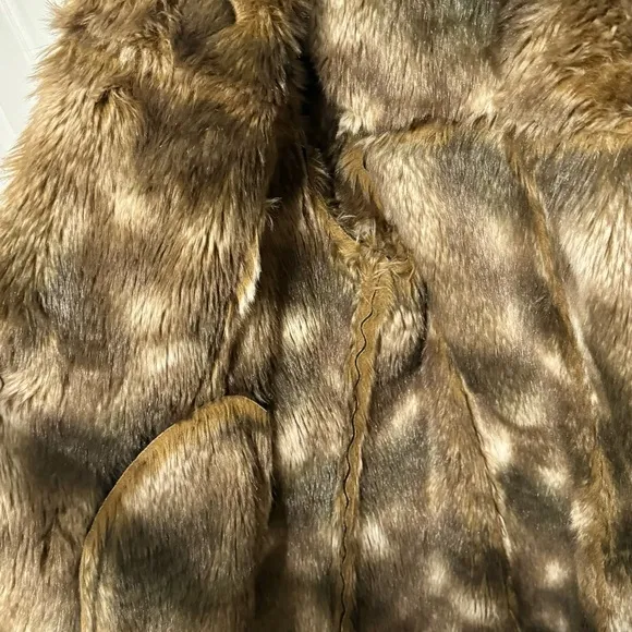 NWOT COLDWATER CREEK Black/Brown Faux Fur Coat Size 1XL 18