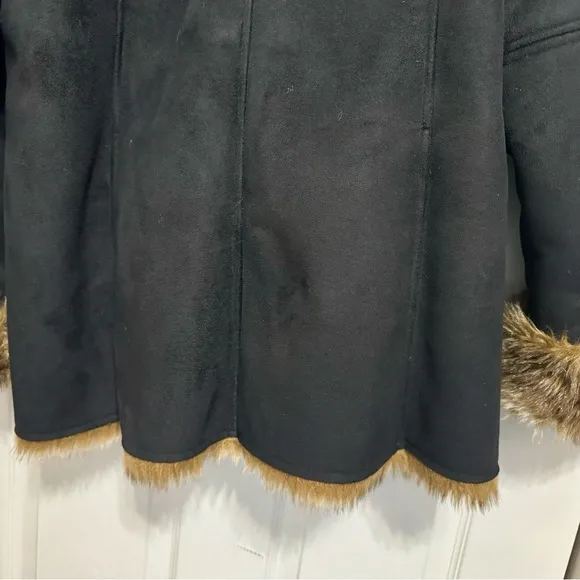 NWOT COLDWATER CREEK Black/Brown Faux Fur Coat Size 1XL 18