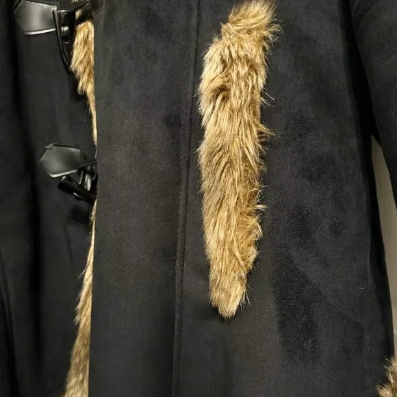 NWOT COLDWATER CREEK Black/Brown Faux Fur Coat Size 1XL 18