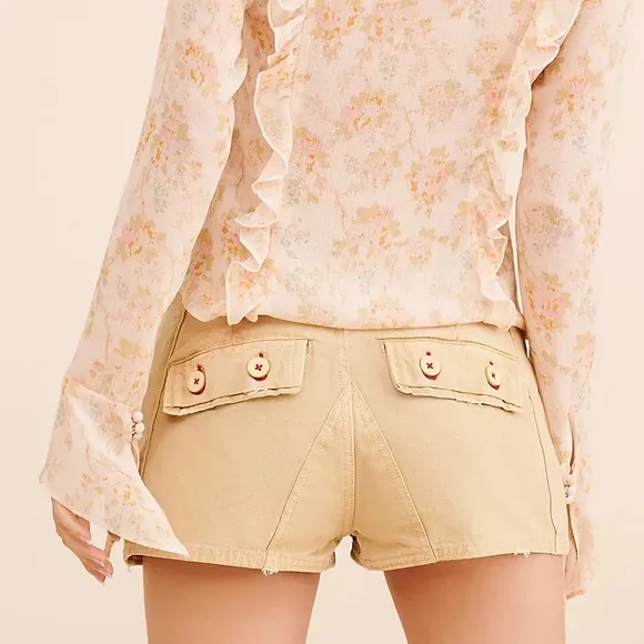 NWOT FREE PEOPLE All Yours Micro Shorts Neutral Tan