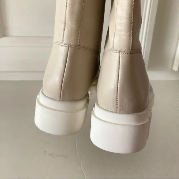 NWOT Free People Brooks Tall Leather Boots Ivory