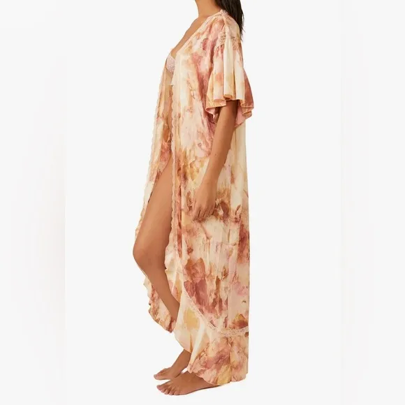 NWOT Free People Moonbeams Washed Robe in Sweet Combo