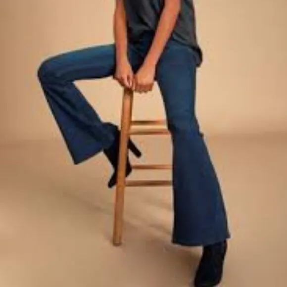NWOT! Free People Penny Pull On Blue Flare Bell Bottom Jeans
