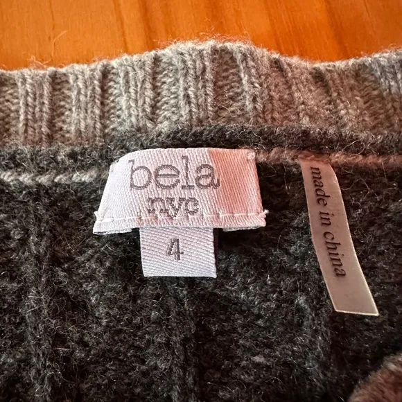 NWOT Grey color block Bela NYC cashmere/wool sweater