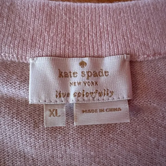 🩷NWOT Kate Spade Baby Pink Cashmere Blend 3/4 Sleeve Sweater, size XL