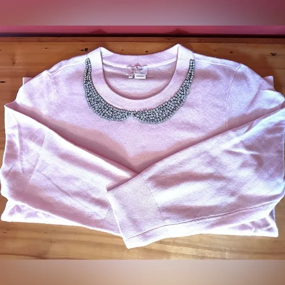 🩷NWOT Kate Spade Baby Pink Cashmere Blend 3/4 Sleeve Sweater, size XL