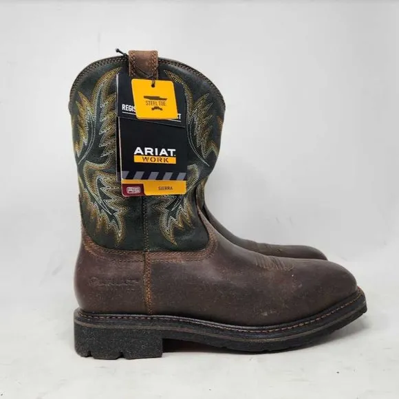 NWOT men's 8.5W Ariat Sierra steel toe safety work boots square toe 8.5 Wide