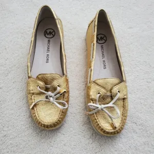 NWOT Michael Kors Women's Blair Gold Leather Moccasin Loafer Shoes sz7.5