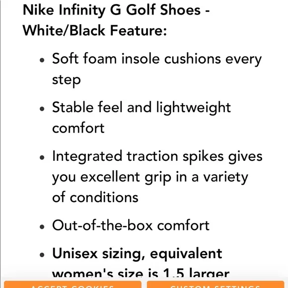 🌧⛳️🏌️NWOT Nike waterproof Black/White Infinity G Golf shoes