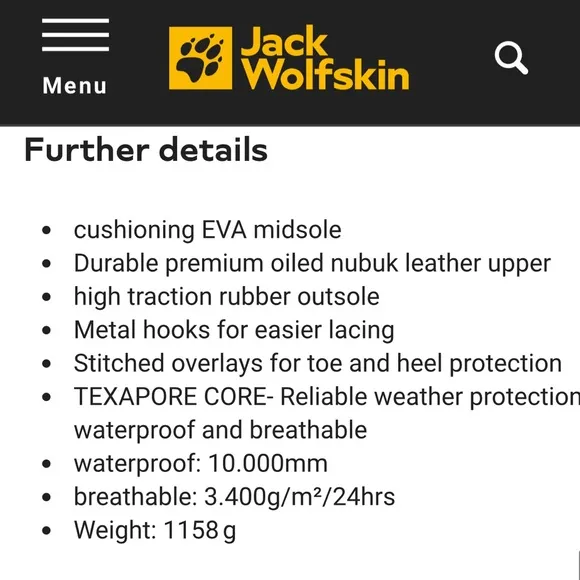 NWT $183 Jack WOLFSKIN Refugio Prime Texapore Mid waterproof hiking shoes