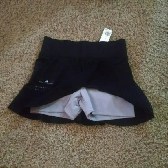 NWT Adidas Stella McCartney Tennis Skirt Skort Black w/ shorts XS