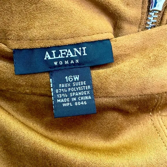 NWT Alfani Brown Faux Suede Skirt Plus Size 16W