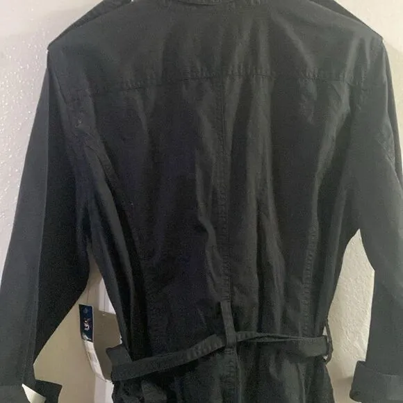 NWT American Living Womens Button Up Military-Style Black Utility Dress