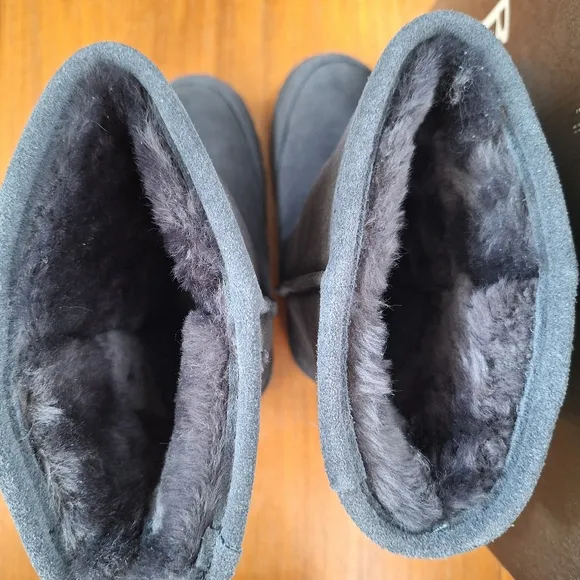 NWT Bearpaw suede boots wool sheepskin lined Meadow tall charcoal grey NIB