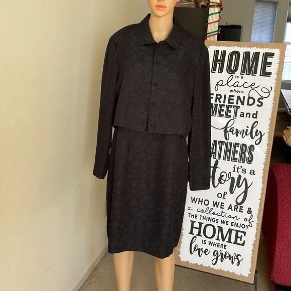 NWT Black Dress With Jacket Set Business Casual Size 16